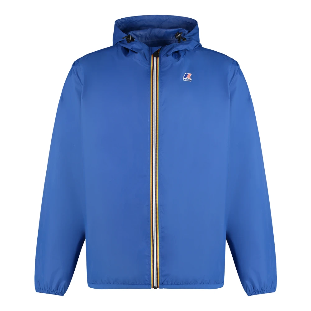 K-Way Men's Blue Light Jackets, 2XL, Claude Hooded Nylon Jacket