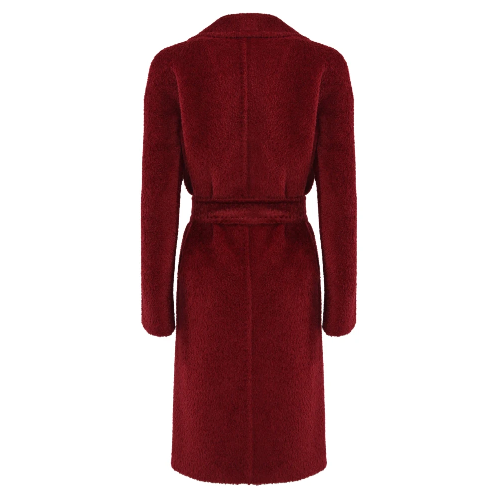 Max Mara Studio Gebonden Alpaca Wol Jas Rood Red Dames
