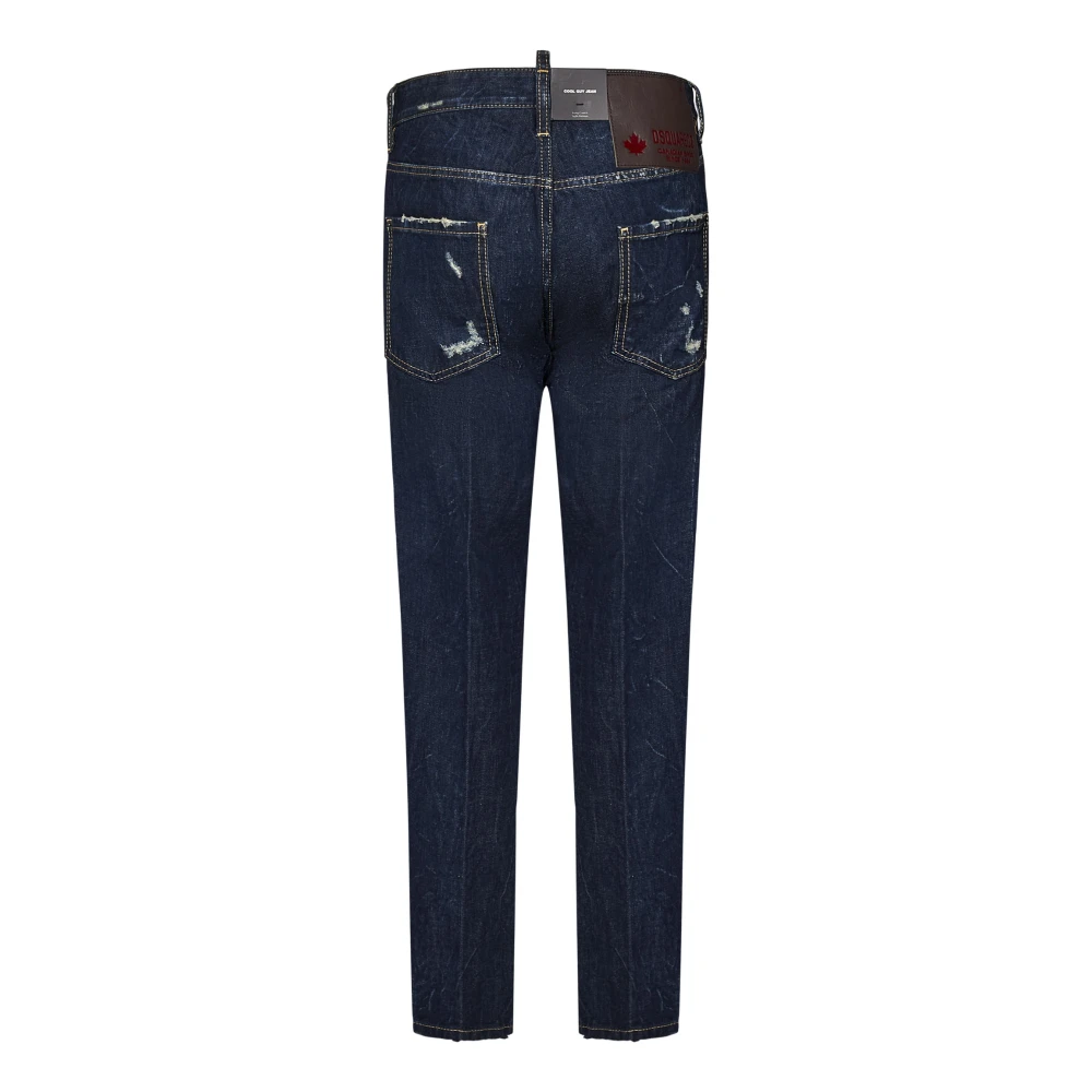 Dsquared2 Blauwe Jeans met Rood Logo Label Blue Heren
