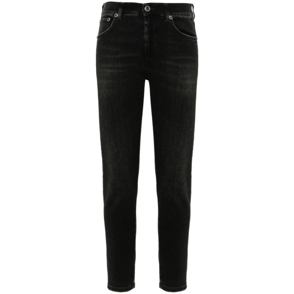 Dondup Zwarte Skinny Jeans met Whiskering Black Dames