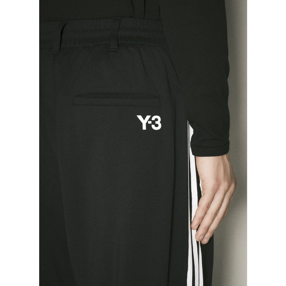 Y-3 Gestreepte Track Pants met Achterlogo Black Heren