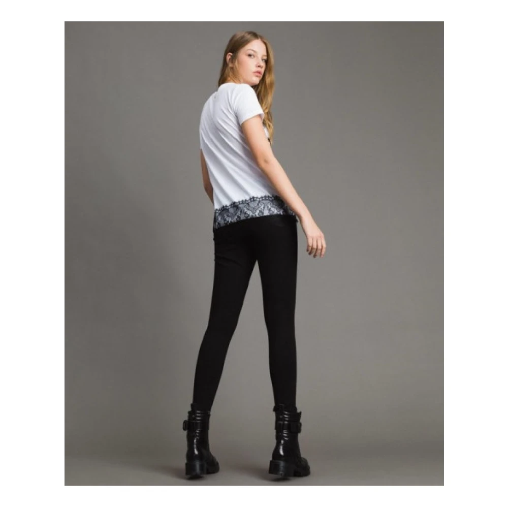 Twinset Geribbelde Leggings met Zijrits Black Dames