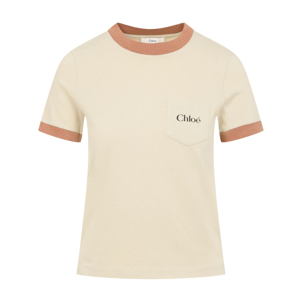 Chloé - Tops > T-Shirts - Beige - Chloé - Modalova