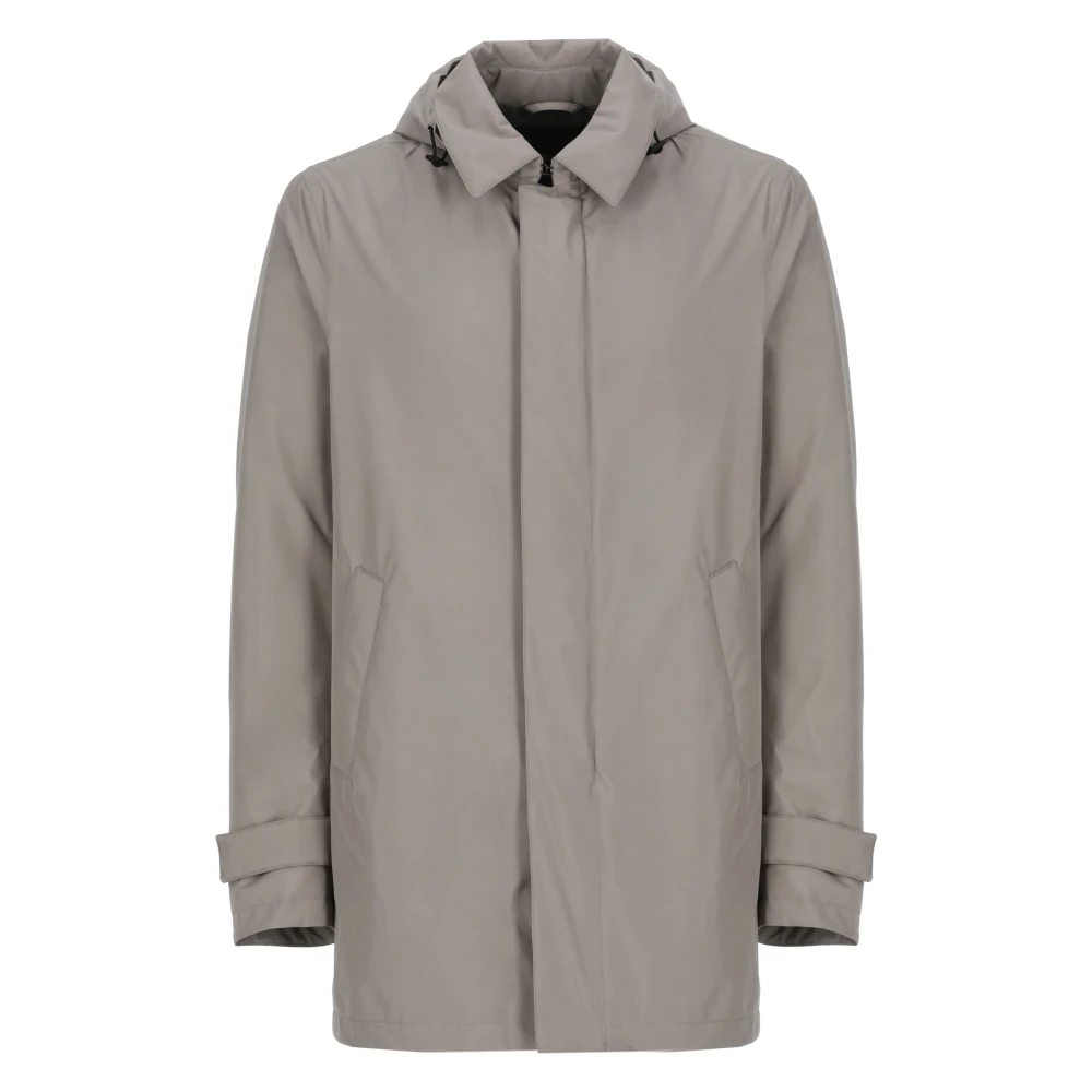 Herno Gewatteerde parka met afneembare capuchon Gray Heren