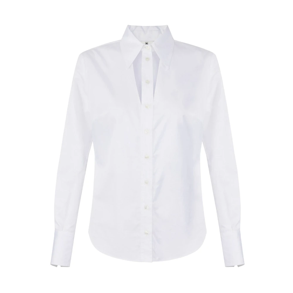 Elisabetta Franchi White Shirts, Female, Xs, Cotton Shirt With Cut-Out And Embroidery