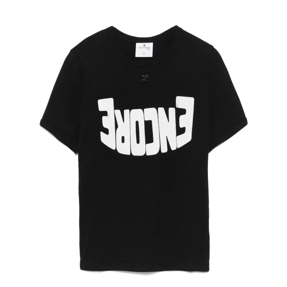Courrèges Logo-Print Grafisch T-shirt Zwart Multicolor Black Dames