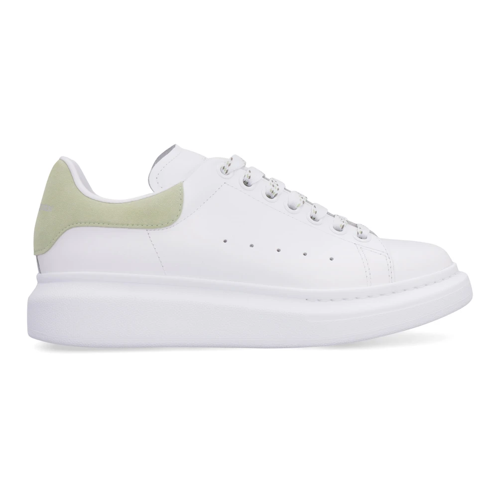 Alexander Mcqueen Women's White Leather Trainers With Suede Heel Insert Size 7