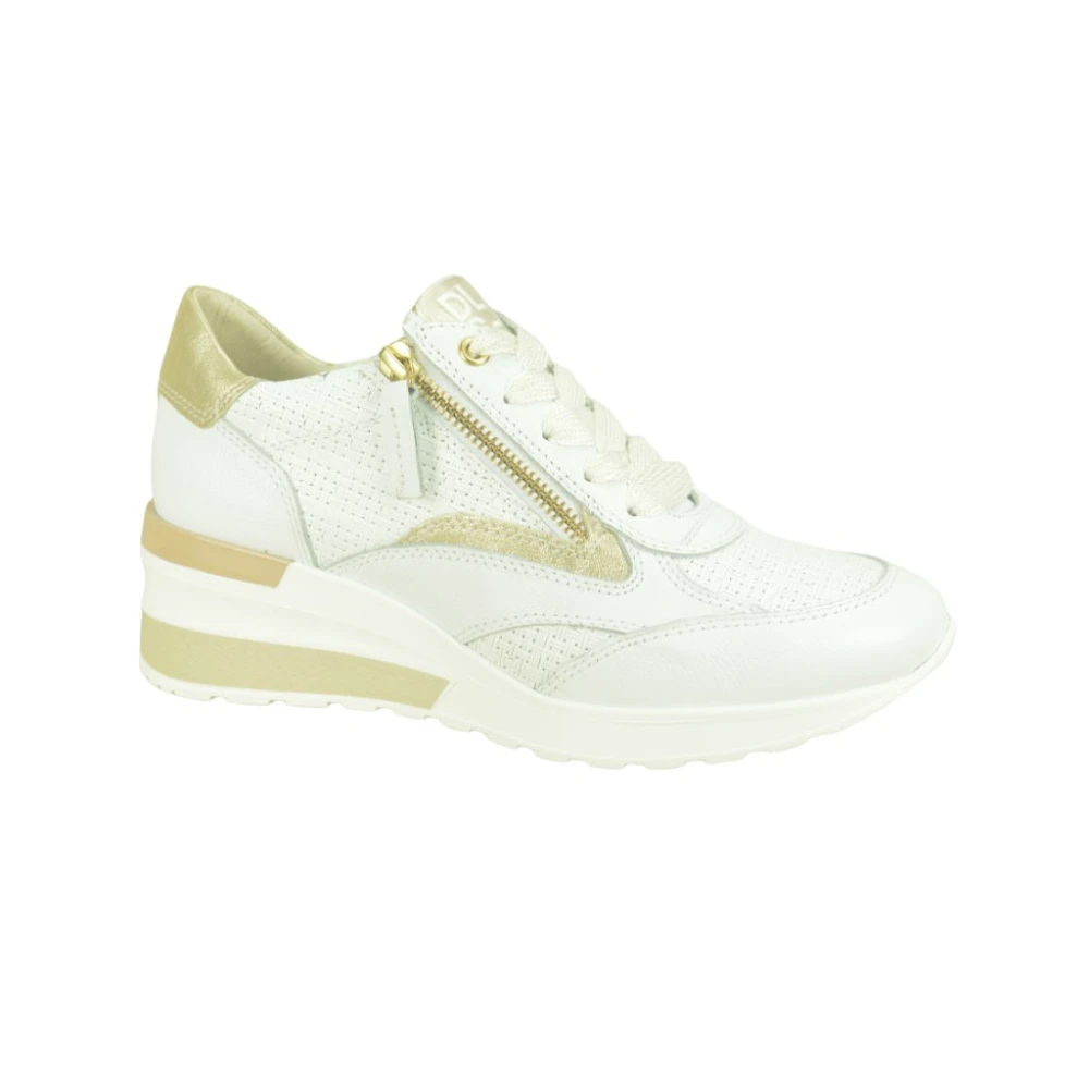 DL Sport Gouden en witte Runner met spikes Dames Schoenen