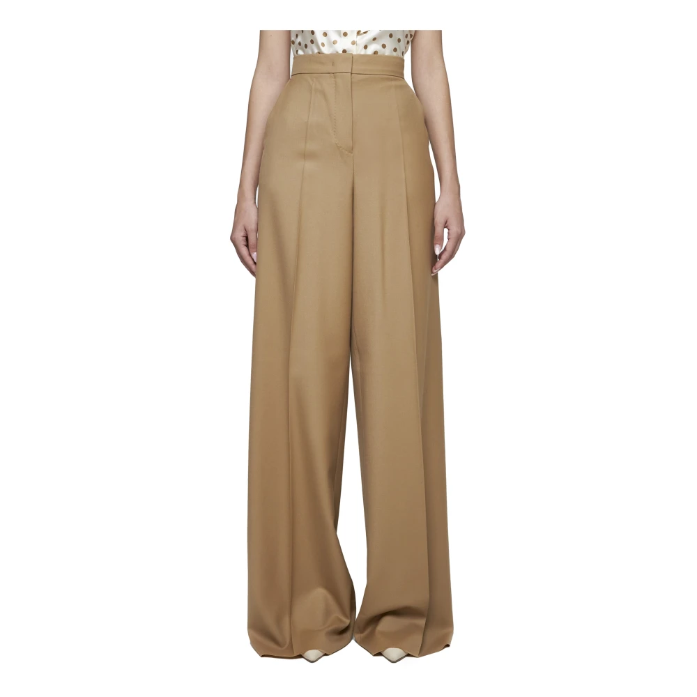 Max Mara Palazzo Broek in Honing-Tint Wol Beige Dames