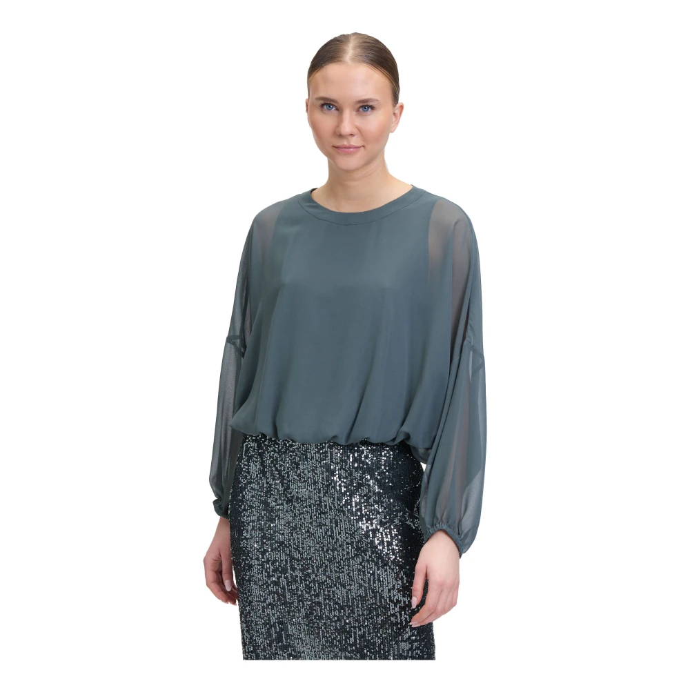 Vera Mont Elegante Oversized Blouse met Ronde Hals Gray Dames