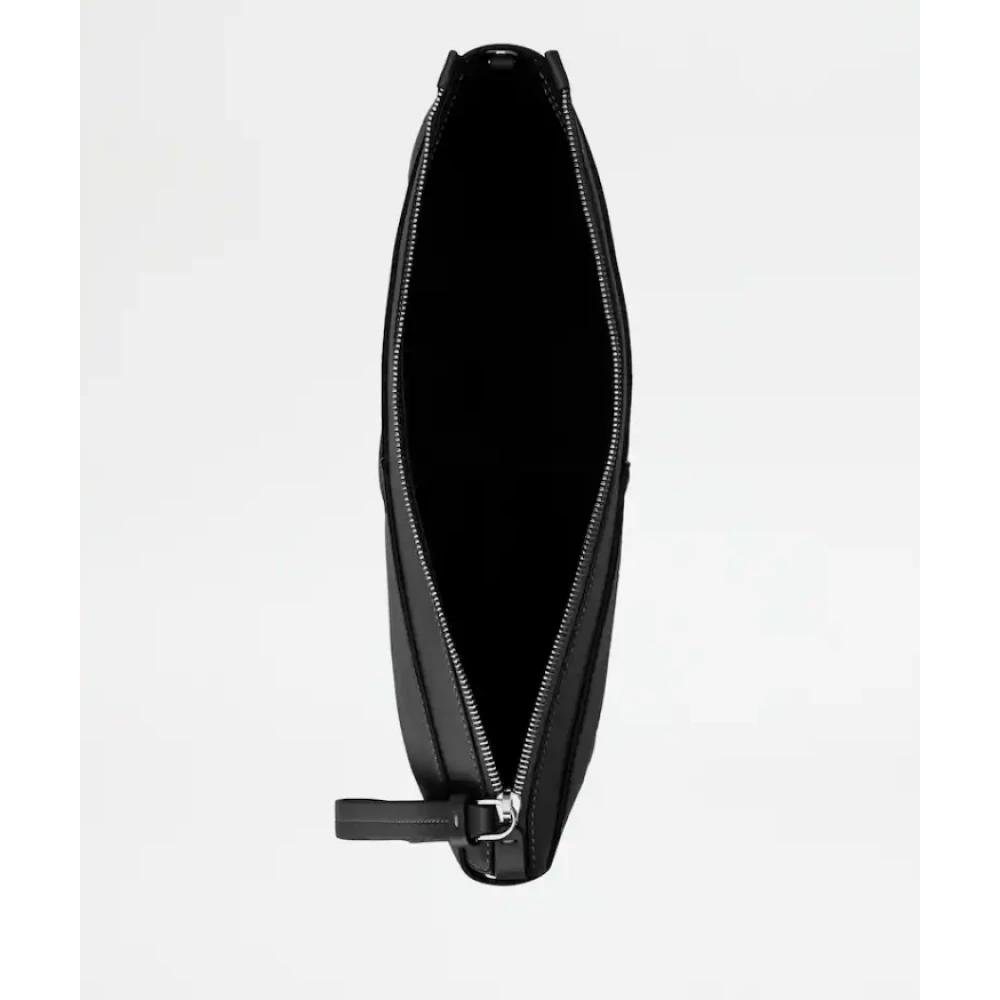 TOD'S Zwarte Documenthouder met Ribbels Black Heren