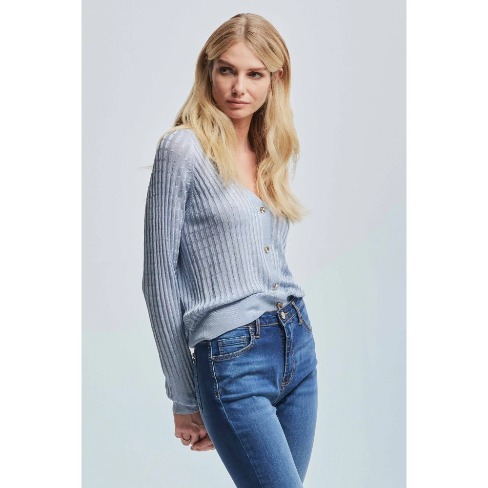 Kocca Elegante Kabel Gebreide Vest Blue Dames