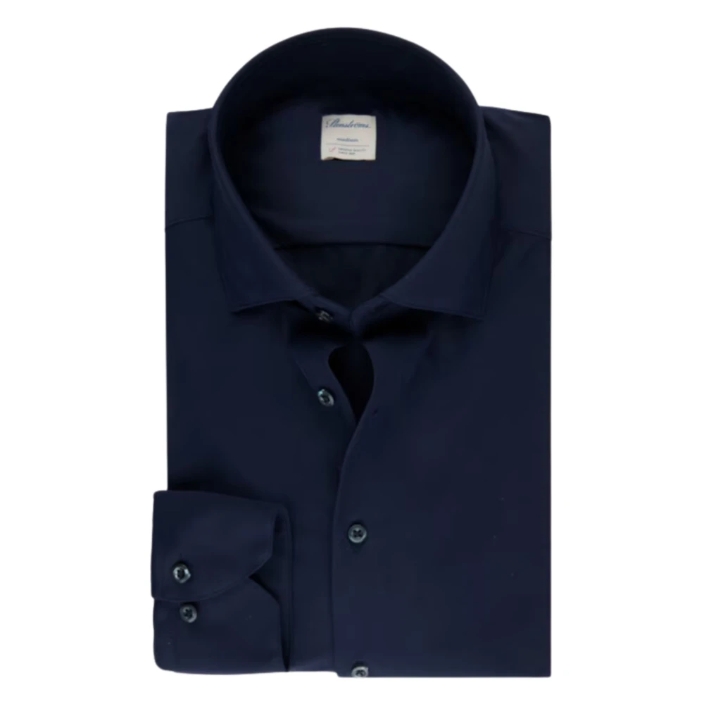 Slimline Jersey Langarmet Skjorte Navy