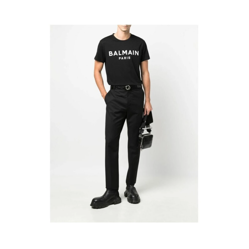 Balmain Ecologisch ontworpen T-shirt met logoprint Black Heren
