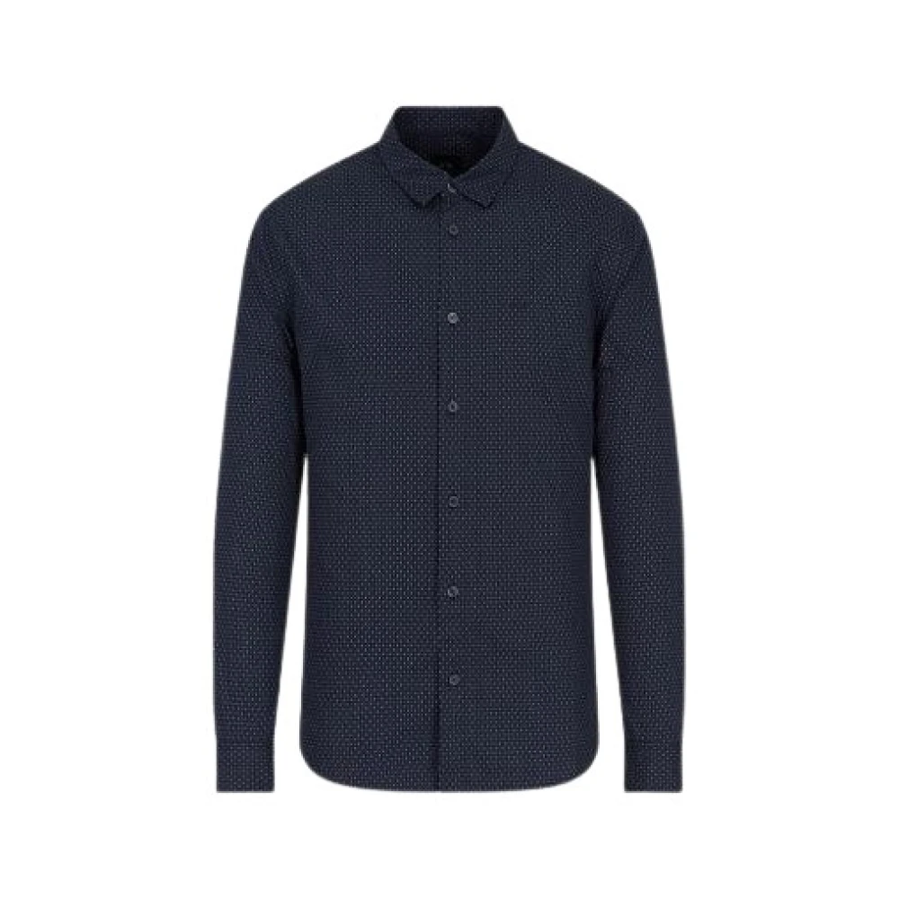 Armani Exchange Blauw Katoenen Overhemd Regular Fit Blue Heren