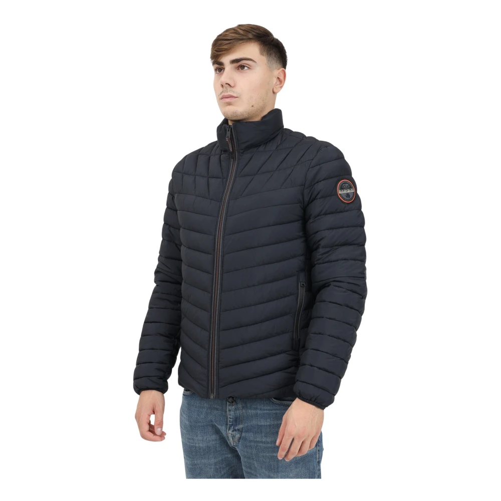 Napapijri Zwarte Gewatteerde Jas met Capuchon Lapaz Black Heren