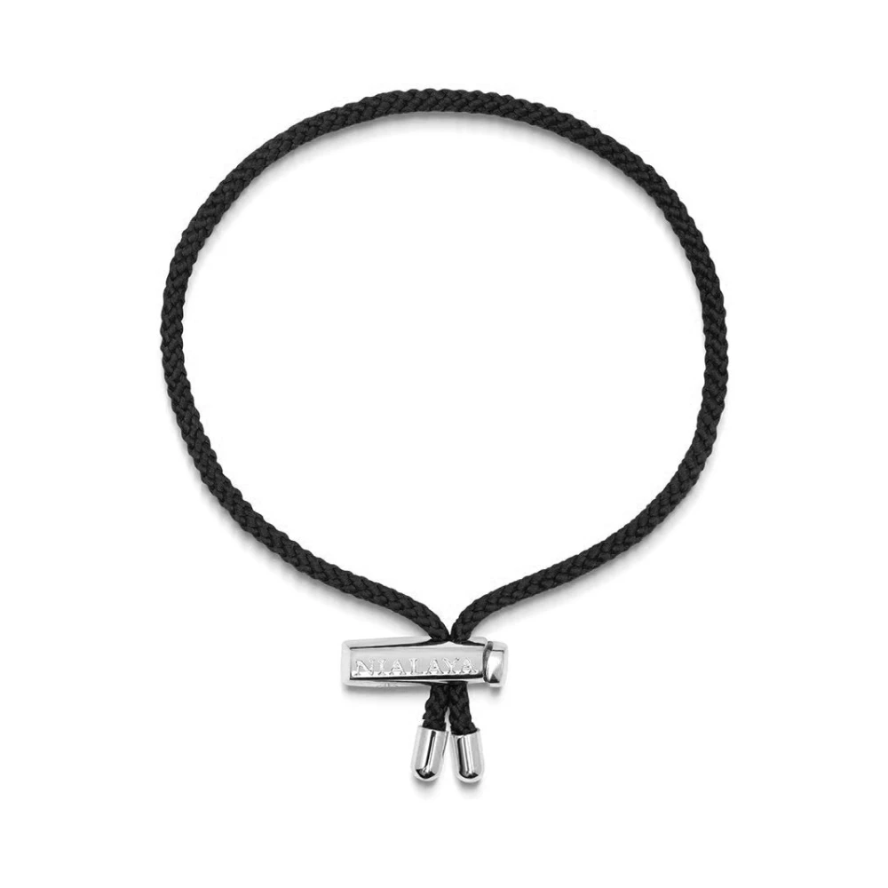 Nialaya Men's Black String Bracelet with Adjustable Silver Lock Multicolor, Herr