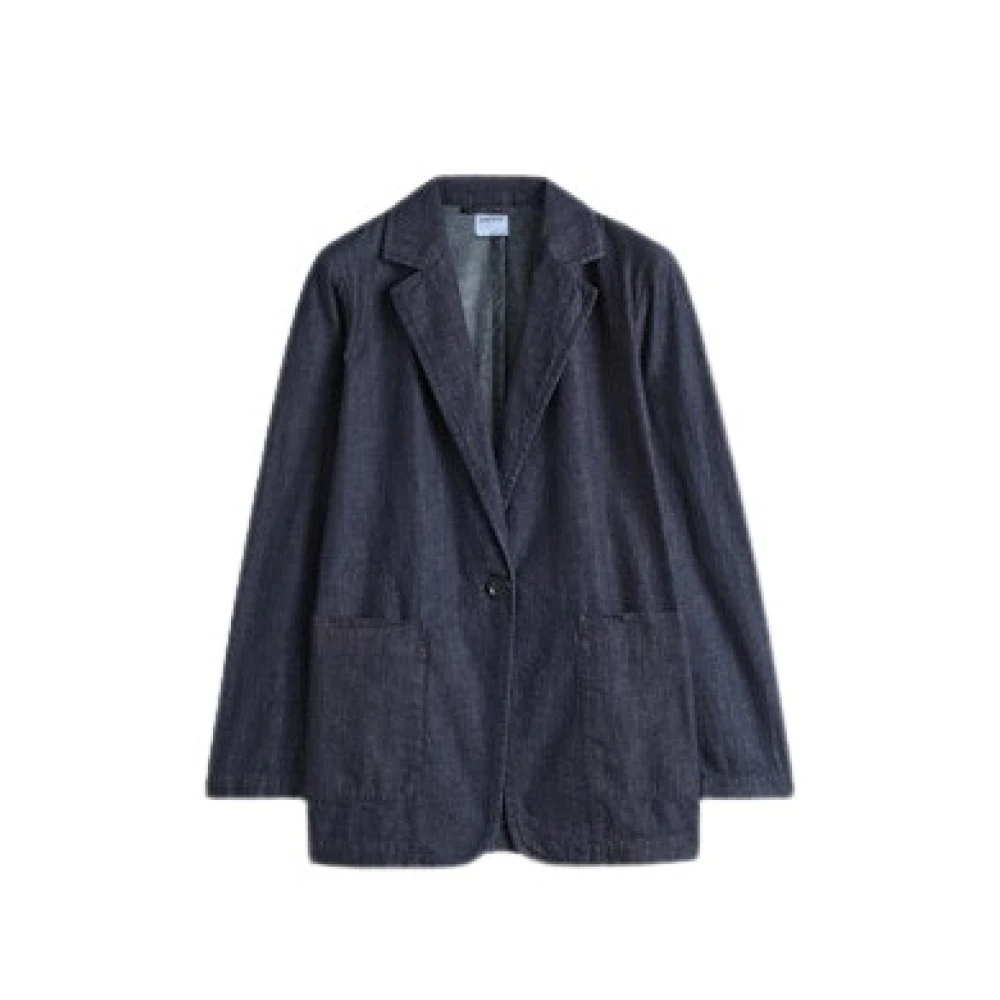 Aspesi Kvinno Blå Jackor Dam, L, Denim, Denimjacka Med Klassisk Knappstängning
