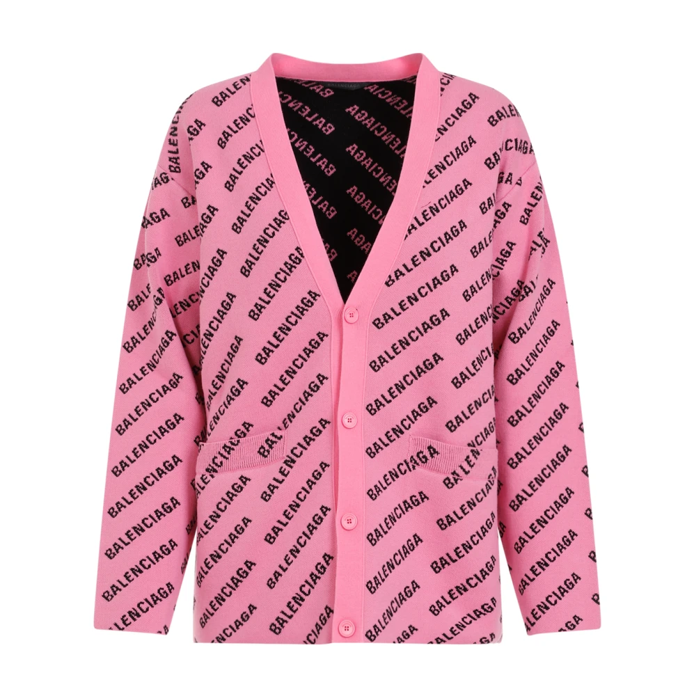 Balenciaga All-Over Cardigan in Roze en Zwart Multicolor Dames