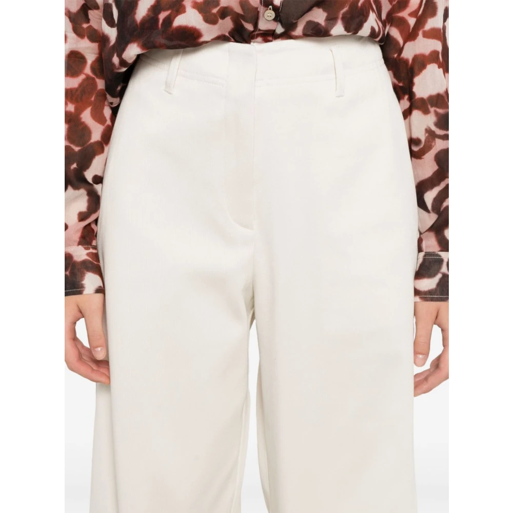 Forte Ivoor Katoenen Broek Recht Ontwerp Beige Dames