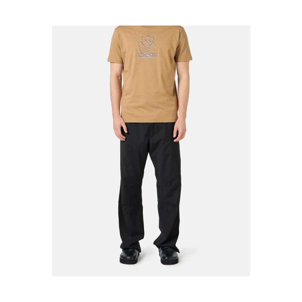 Iceberg T-shirt met bedrukte en geborduurde beer Brown Heren