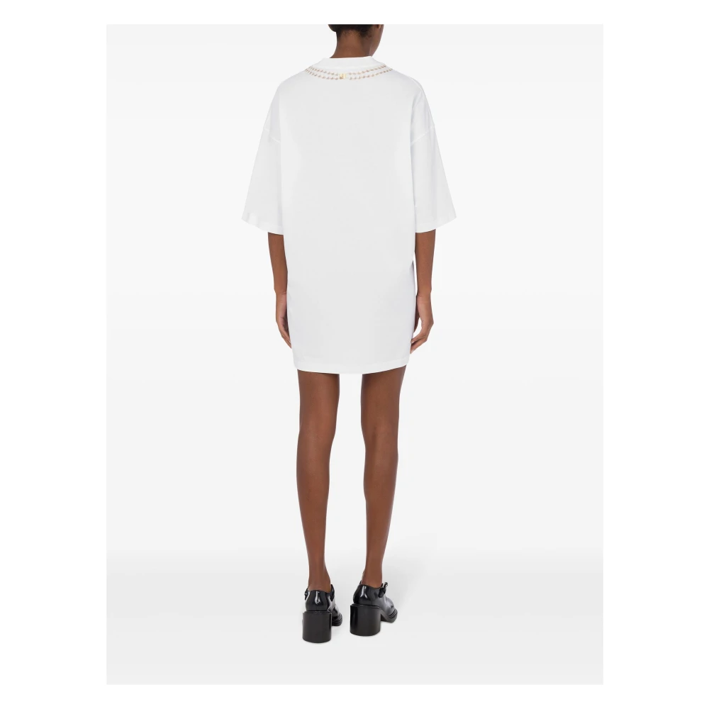Moschino Witte Jurk met Logoprint White Dames