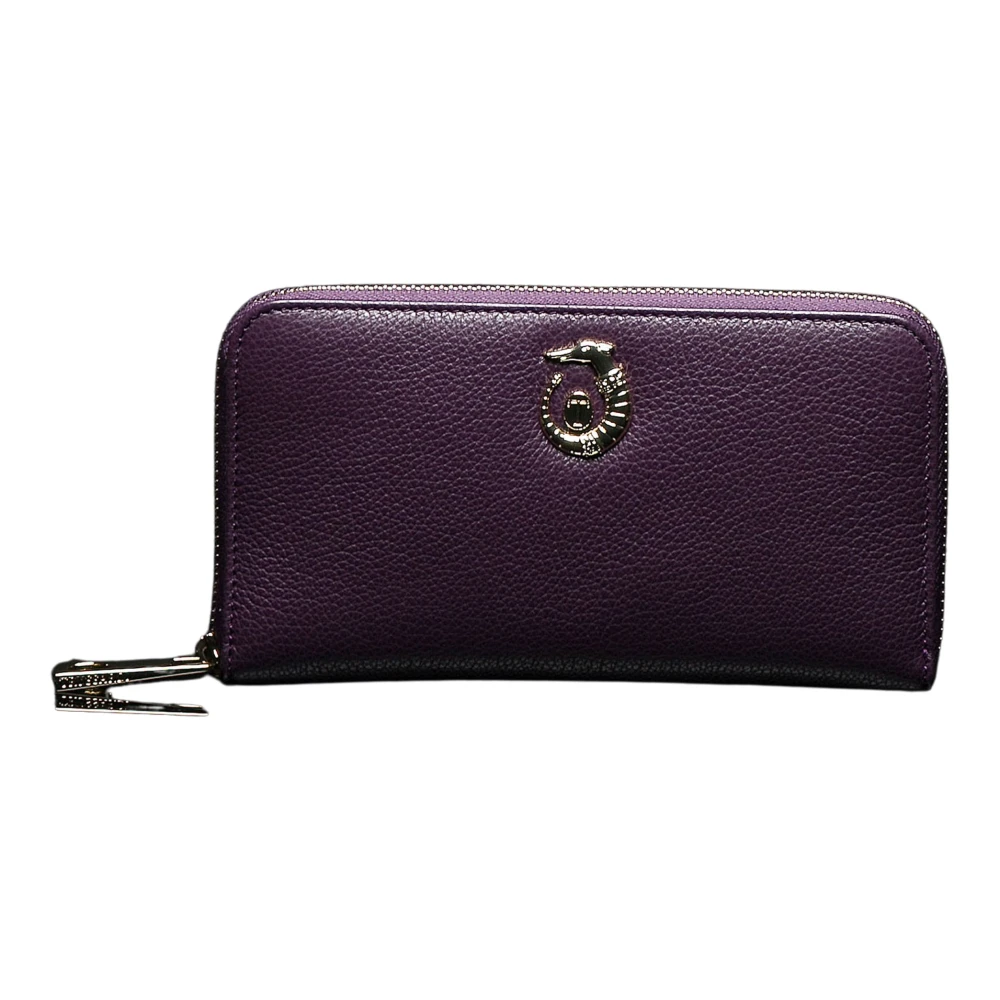 Trussardi Purple Zip-Around Wallet With Greyhound - Female - Wallets & Cardholders - One Size - Accessories