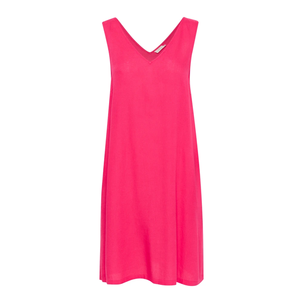 Kaffe Eenvoudige Framboos Jurk met Brede Bandjes Pink Dames