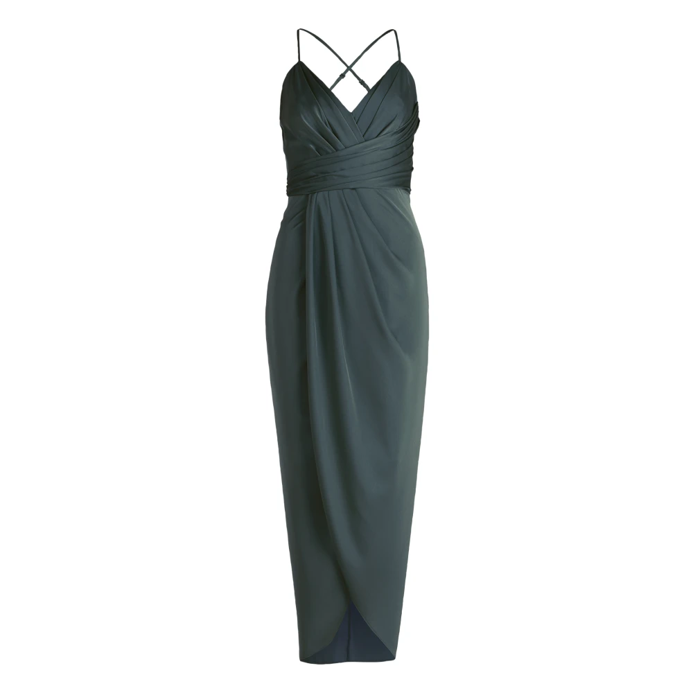 Vera Mont Elegante Satijnen Avondjurk met Ruches Green Dames