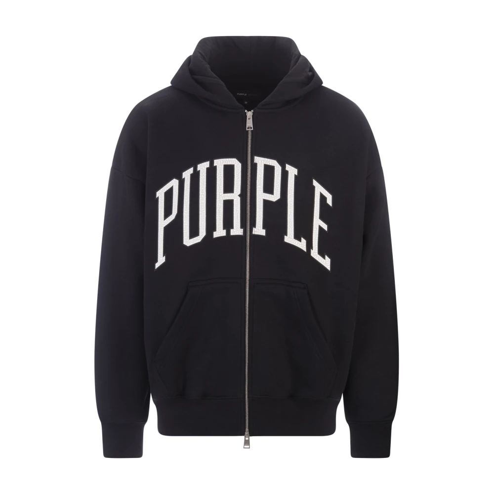 Purple Brand Zwarte Katoenen Hoodie met Wit Logo Black Heren