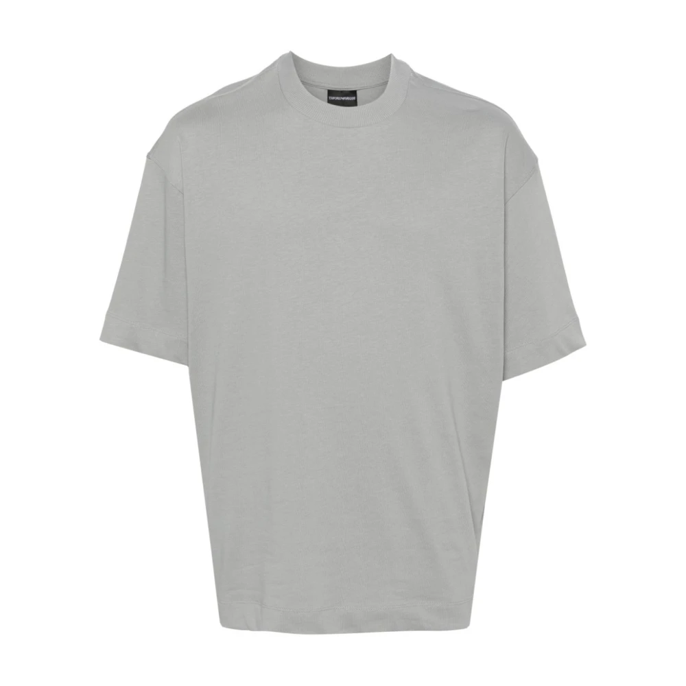 Emporio Armani Grijze Katoenen T-shirts en Polos met Appliqué Logo Gray Heren