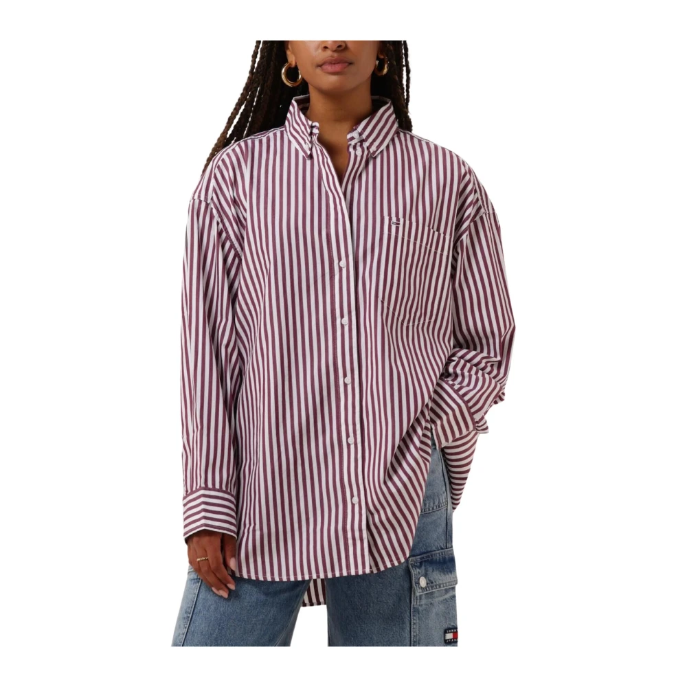 Tommy Jeans Rode Pinstripe Blouse Elegante Stijl Multicolor Dames