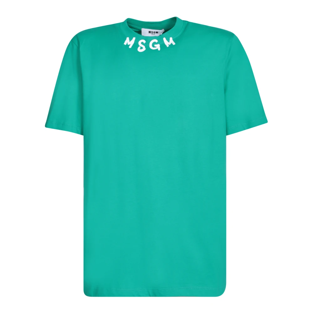 Msgm Groen Logo Print T-Shirt Green Heren