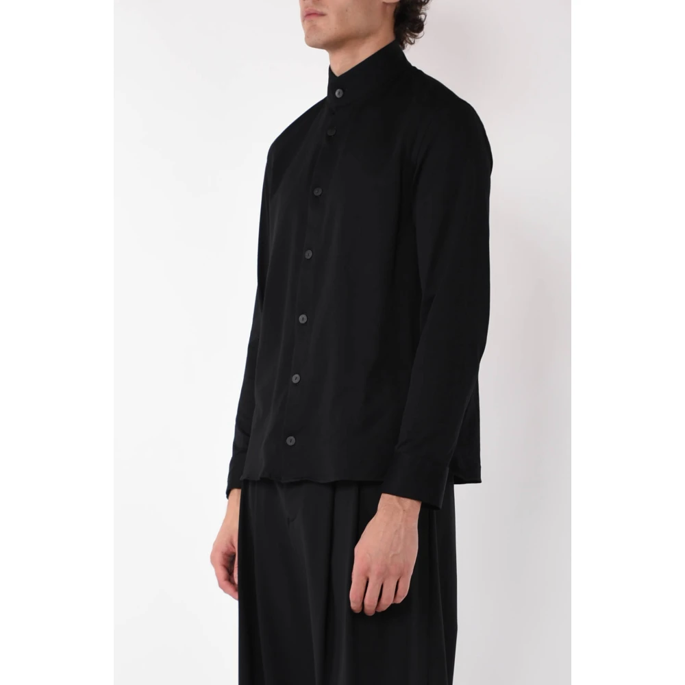 Emporio Armani Jersey Katoenen Overhemd met Voorknoopsluiting Black Heren