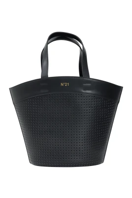 Svart perforerad shopper väska