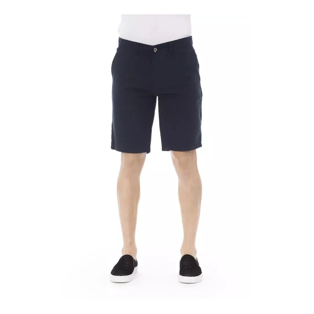 Baldinini Blå Bomull Bermuda Shorts med Dragkedja Blue, Herr