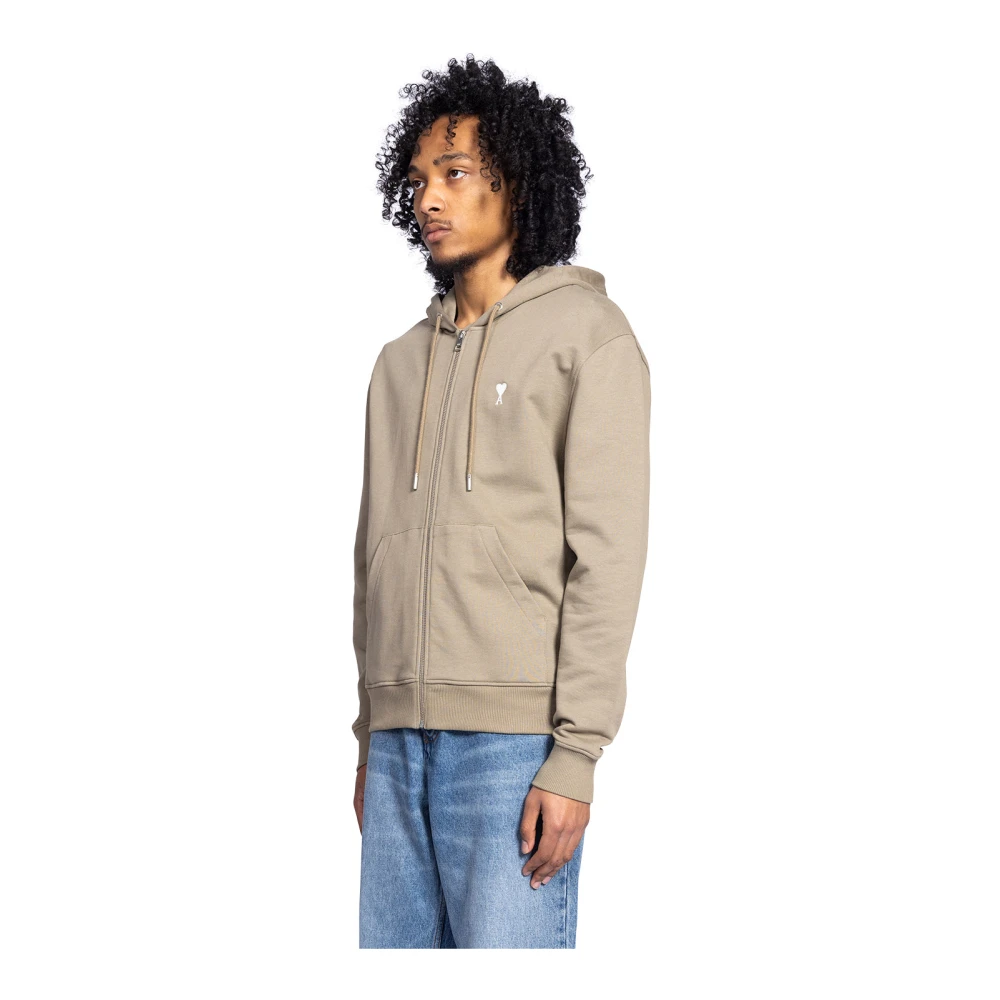 Ami Paris Hart Hoodie Laurel Klassieke Stijl Brown Heren