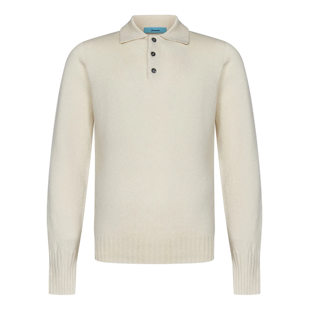 Drumohr Witte Wol Gebreide Poloshirt Beige Heren