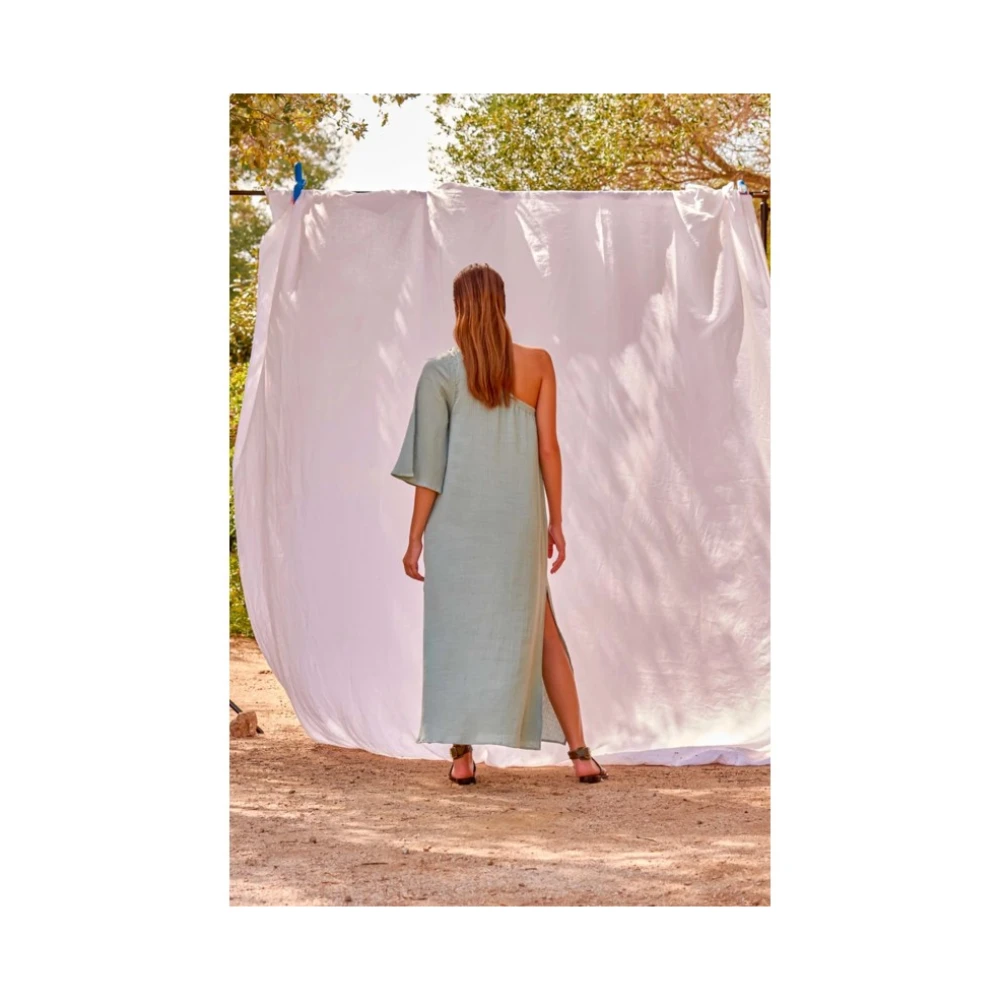 Mare Di Latte Asymmetrische Katoenen Gaze Kimono Gray Dames