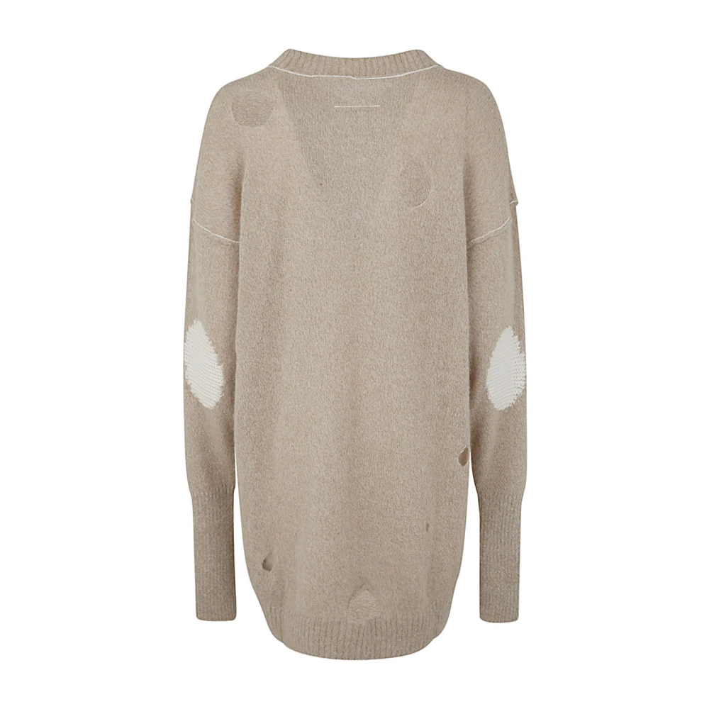 MM6 Maison Margiela V-hals Mini Jurk Beige Dames