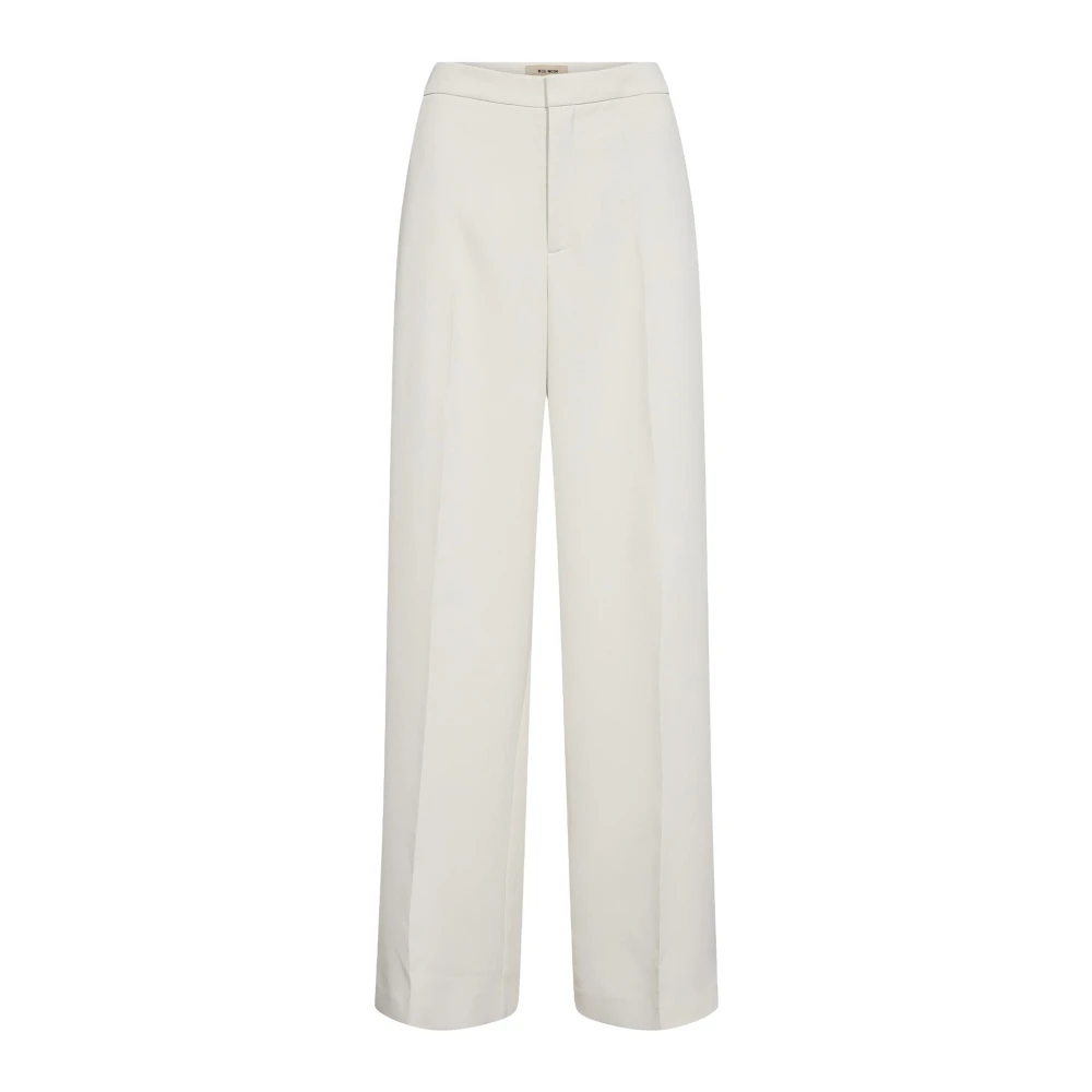 Mos Mosh Women's Beige Classic High-Rise Trousers In Ecru - Wide Trousers - S - Trousers