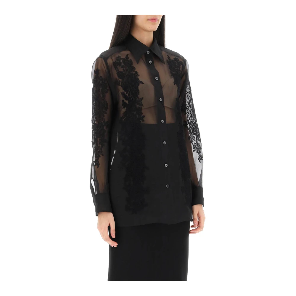 Dolce & Gabbana Zijden en Kant Organza Shirt Black Dames