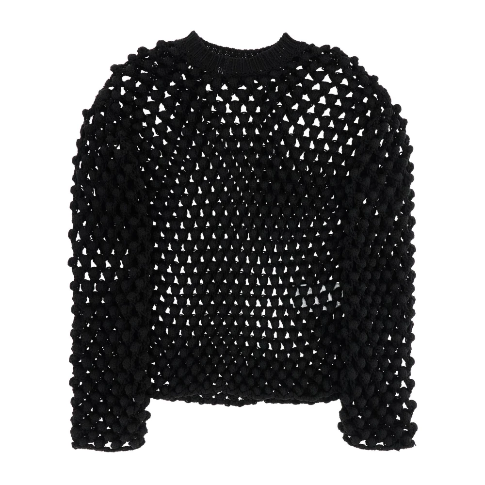 Jil Sander Popcorn Stitch Crew Neck Sweater Black Heren