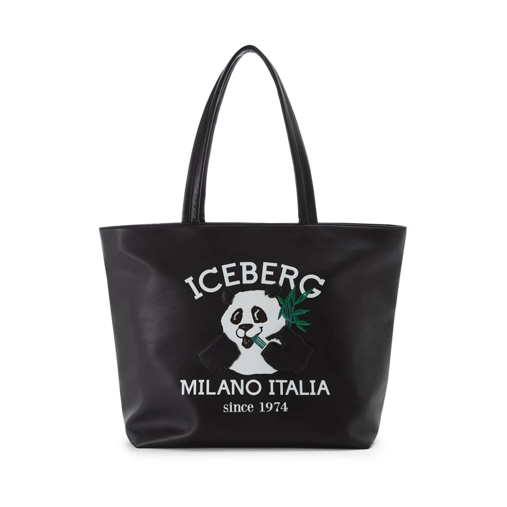 Iceberg Shopper tas met logo en Panda Black Heren