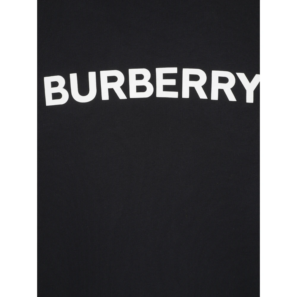 Burberry Zwarte Logo Sweatshirt Capuchon Elastische Manchetten Black Heren