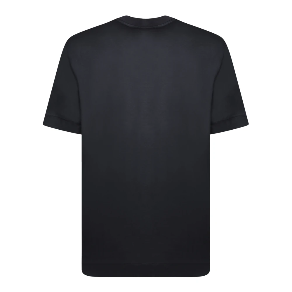 Emporio Armani Blauw Katoenen T-shirt met Zilveren Logo Blue Heren