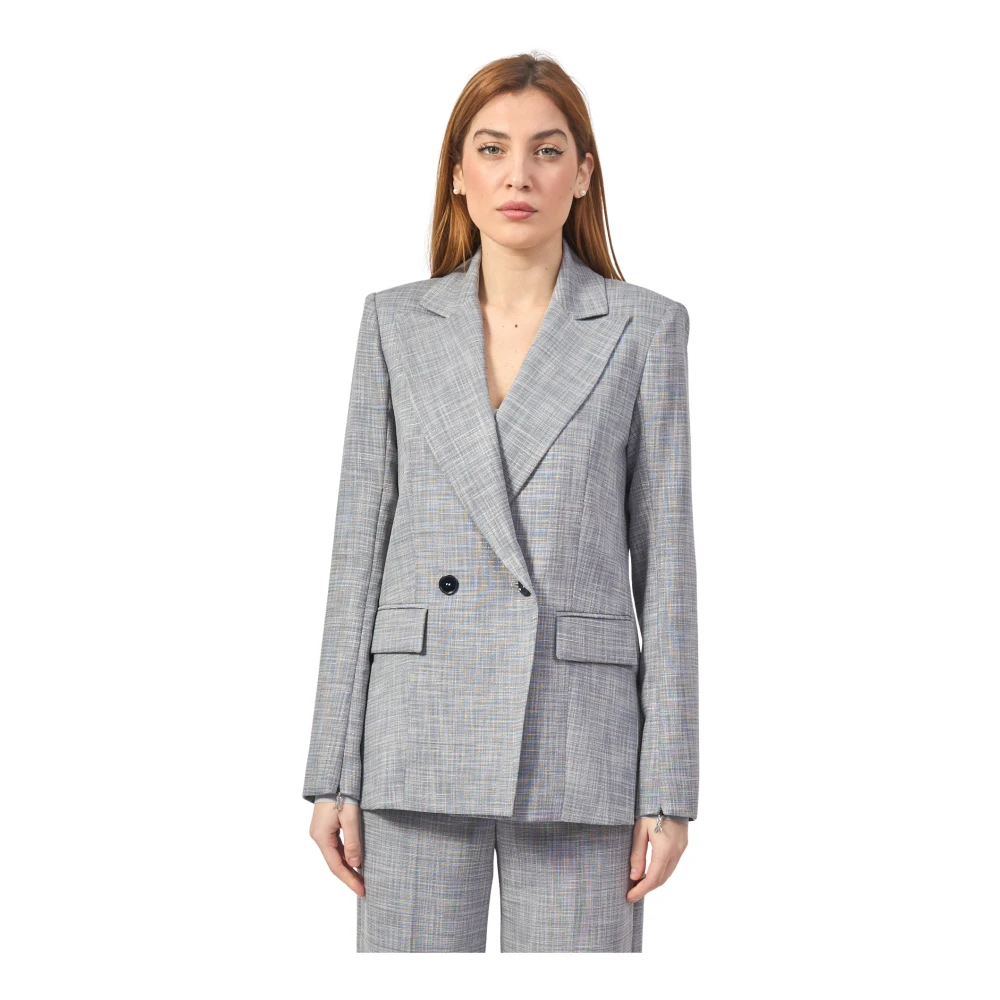 PATRIZIA PEPE Essentiële Grijze Jassen Dubbel-Borst Design Gray Dames
