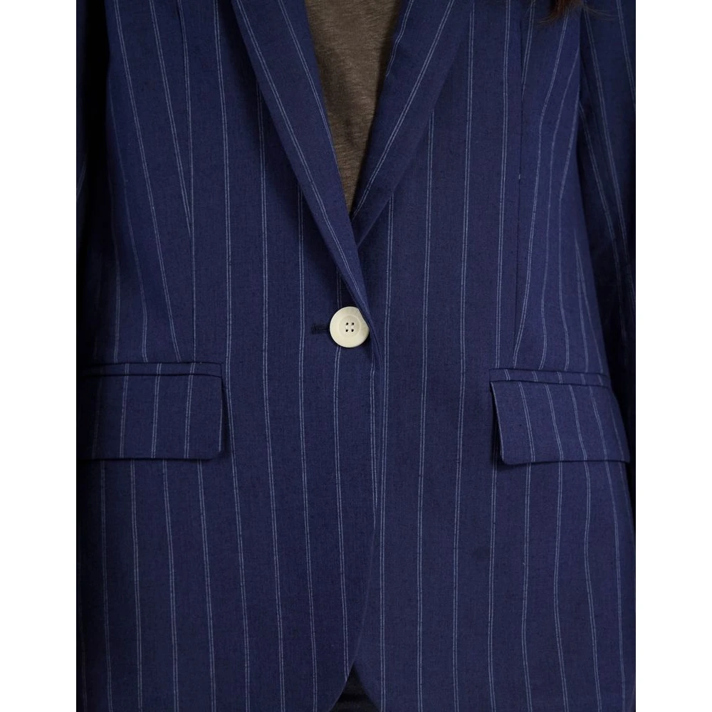 Ines De La Fressange Paris Bruine linnen jas Blue Dames
