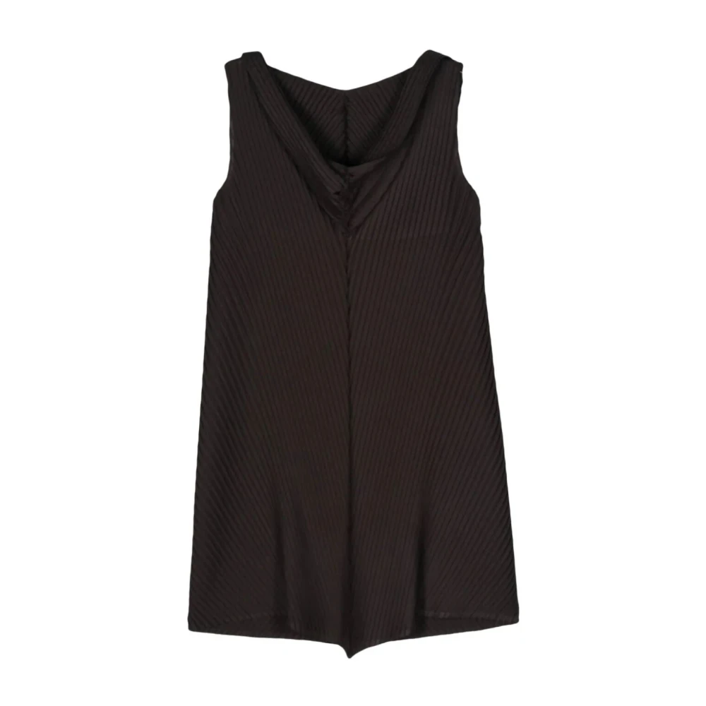 Issey Miyake Zwarte Plooien Mini Jurk Black Dames