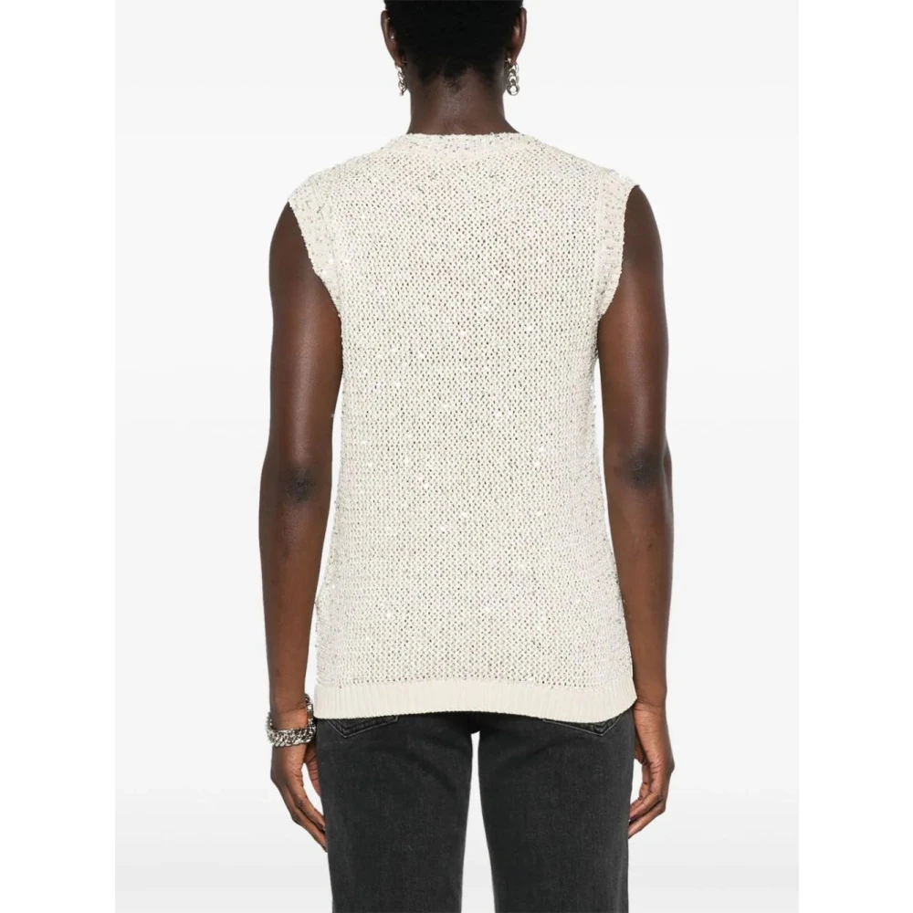 Golden Goose Tanktop met pailletten Beige Dames